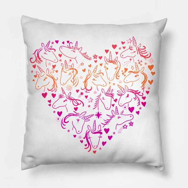 Neon Unicorns Heart Pillow by rmcbuckeye