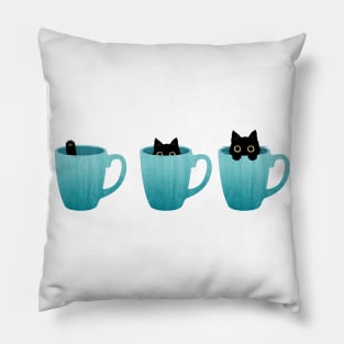 Black Cat Hiding in Mug Pillow