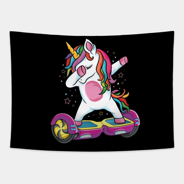 Dabbing unicorn Skater Electric Self Balancing Hoverboard Tapestry by UNXart