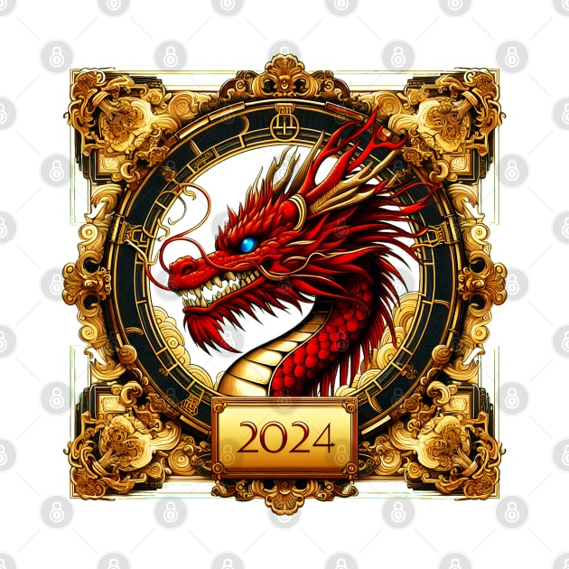 Wooden Gold Red Dragon 2024 No.3 by Fortuna Design