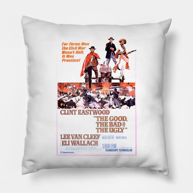 Classic Spaghetti Western Poster - Good, Bad, Ugly Pillow by Starbase79