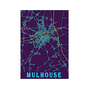 Mulhouse Neon City Map T-Shirt