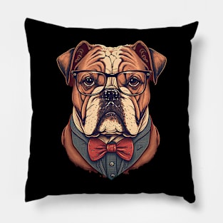 Hipster Bulldog Pillow