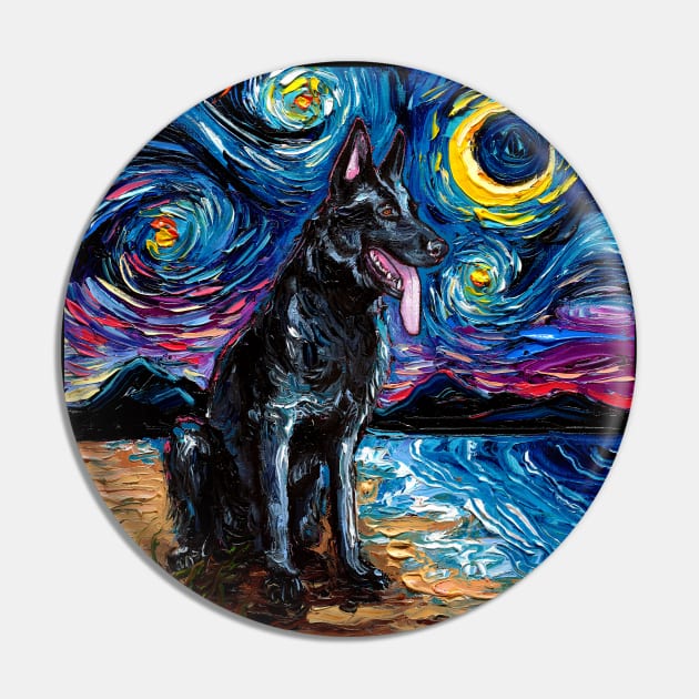 Black German Shepherd Night Pin by sagittariusgallery