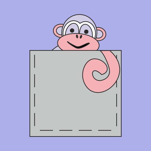 A cheerful monkey peeking out of a pocket by Evgeniya