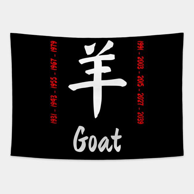 Year of the goat Chinese Character Tapestry by All About Nerds