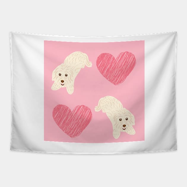 Maltipoo Love Tapestry by PatternbyNOK