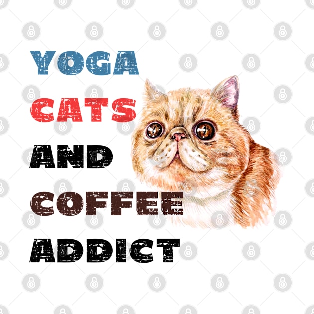 Yoga cats and coffee addict funny quote for yogi by Red Yoga