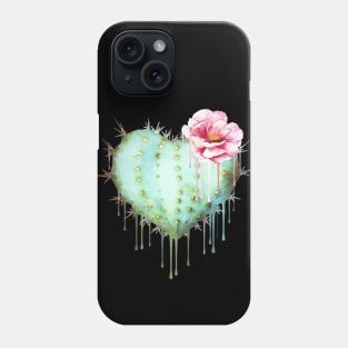 Cactus heart watercolor purple flower Phone Case