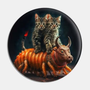 Thanksgiving cow centipede riding cat Pin