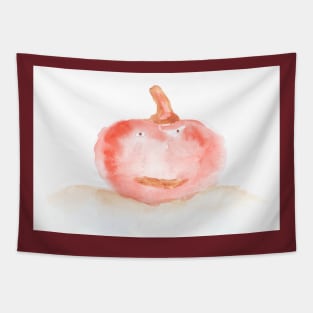 halloween, pumpkin, harvest, food, vegetable, diet, vegetarian, nature, autumn, watercolor, cheerful, head, smile, face Tapestry