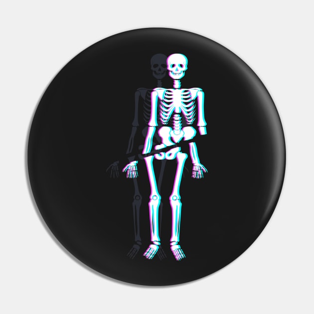 Spooky Skeleton - Vaporwave Aesthetic Pin by MeatMan