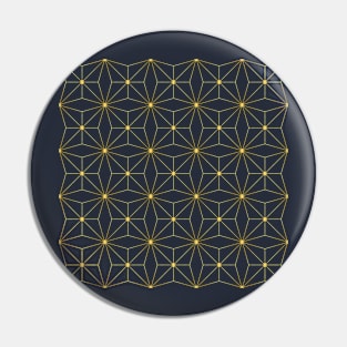 Art Deco geometric pattern navy and gold Pin