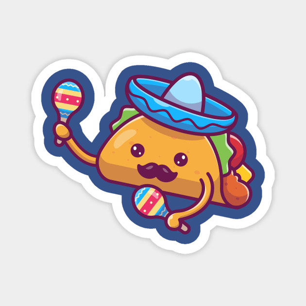 Sombrero Hat Mustache Taco Playing Maracas Cartoon Magnet by Catalyst Labs