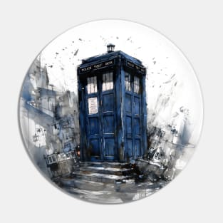 Tardis - Watercolor Painting Sketch Pin