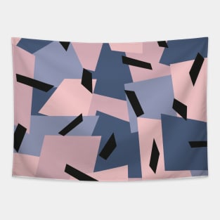Patches Abstract Pattern (black, blue, pink, gray) Tapestry