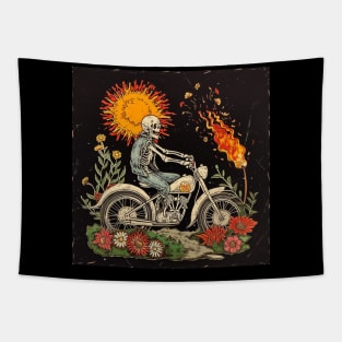 skeleton riding motobike Tapestry