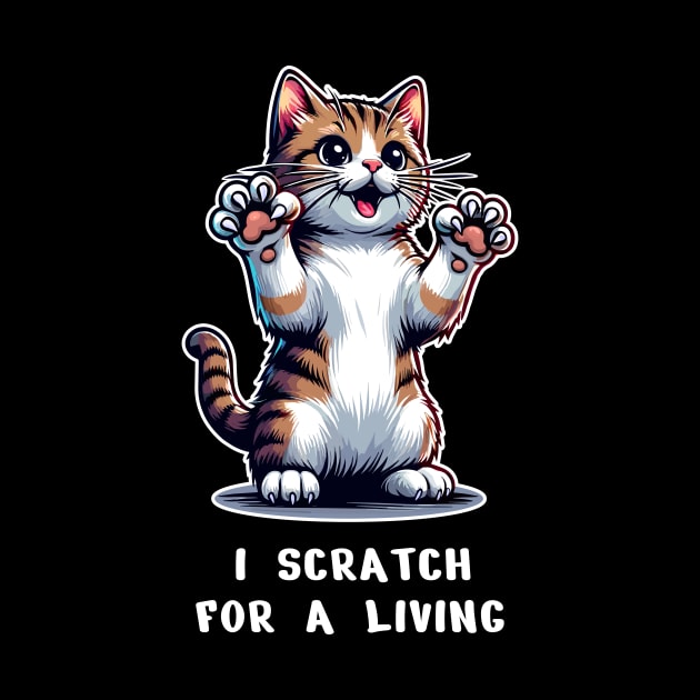 Cute Cat T-Shirt, I Scratch For A Living, Funny Kitten Tee, Cat Lover Gift, Pet Owner Animal Humor Unisex Graphic Tee by Cat In Orbit ®