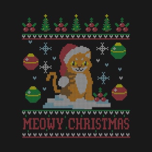 Cats Meowy Christmas Ugly Xmas Kitten T-Shirt