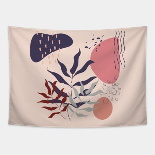 Abstract shapes and tropical leaves digital design Tapestry
