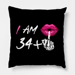 I'M 34 Plus 1 Middle Finger Skull 35Th Pillow