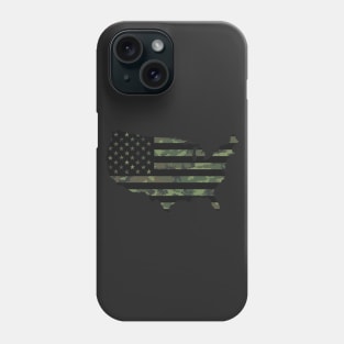 USA Flag - Woodland Black Phone Case