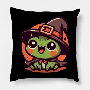 Kawaii witchy frog Pillow