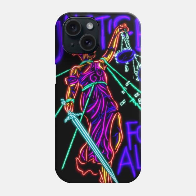 Justice for all neon popart Phone Case by BAJAJU