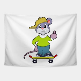 Mouse as Skater with Skateboard Tapestry