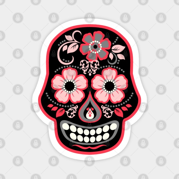Day of the Dead Black Skull Magnet by HolidayBug