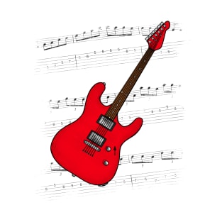 Guitar Tab Electric Guitarist Music Notation Musician (Red) T-Shirt