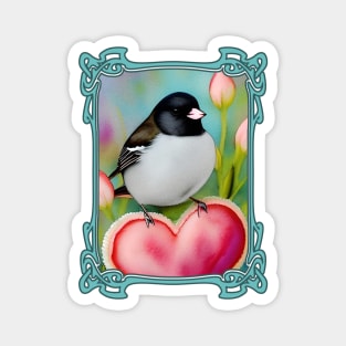 Spring Garden Junco With Heart Magnet