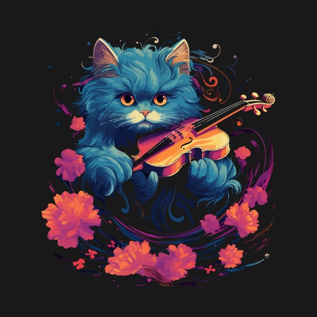 Persian Cat Playing Violin by JH Mart