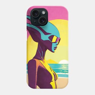 Retro Alien Woman at the Beach Phone Case