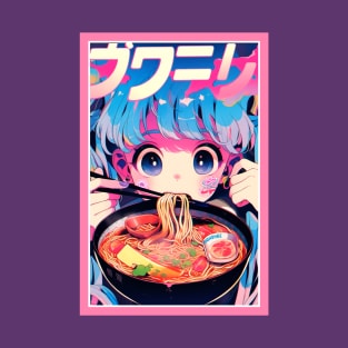 Cute Anime Girl |  Ramen Noodles | Hentaii Chibi Kawaii Design T-Shirt