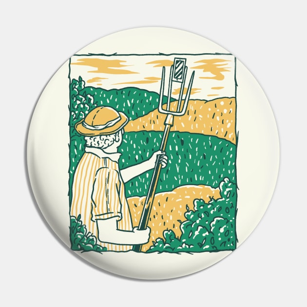 Farmer Selfie Stick // Funny Farmer Sketch Pin by SLAG_Creative