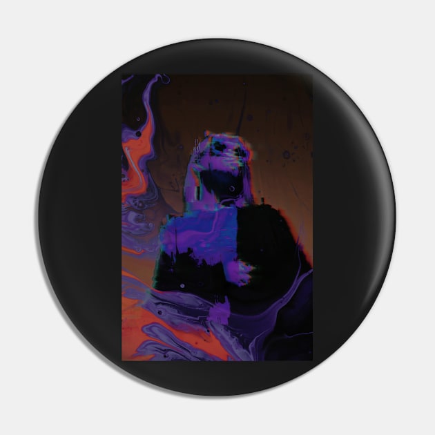 TOMO - Glitch Art Portrait Fluid Paint Pin by raspberry-tea