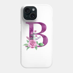 Floral Monogram B Beautiful Rose Bouquet Phone Case