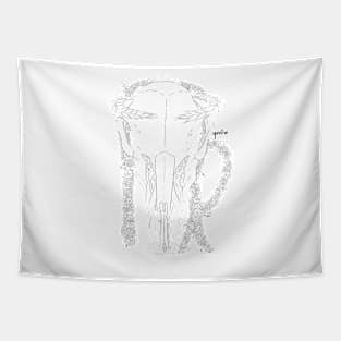 Virgo Skull - Black and White Tapestry