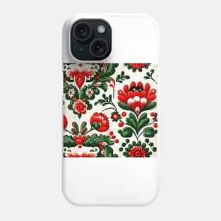 Folklore motif red flowers Phone Case