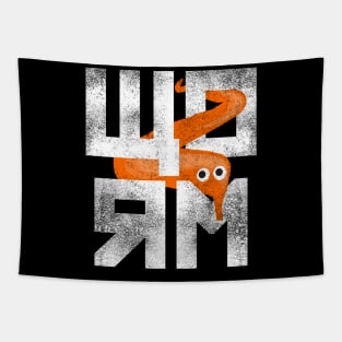 Orange Worm On A String Meme Retro Style Magic Fuzzy Worm Tapestry