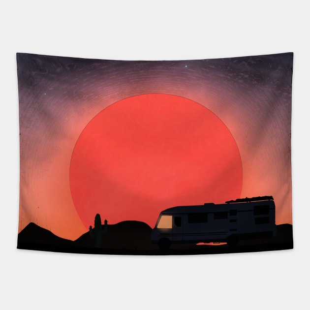 RV in sunset Tapestry by Trashy_design