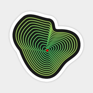 Curves in green on black. Magnet