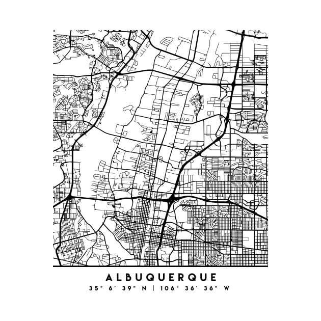 ALBUQUERQUE NEW MEXICO BLACK CITY STREET MAP ART by deificusArt