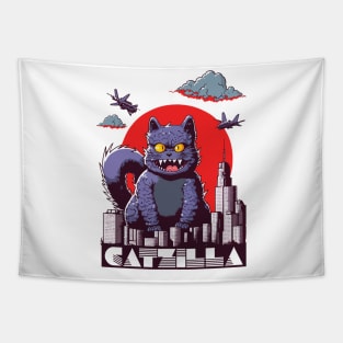 Catzilla Funny Cat Tapestry