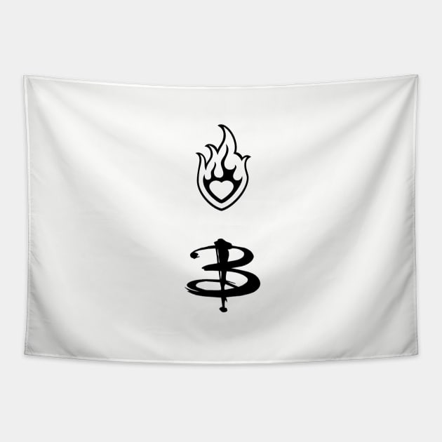 Buffy Heart Flame Emblem Tapestry by likeapeach