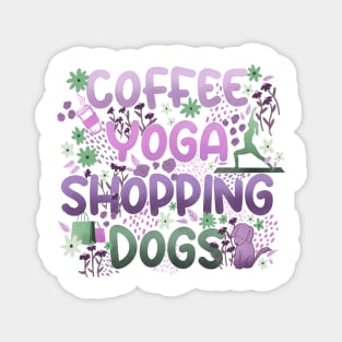 Coffee Yoga Shopping Dogs in Purple-Green Magnet