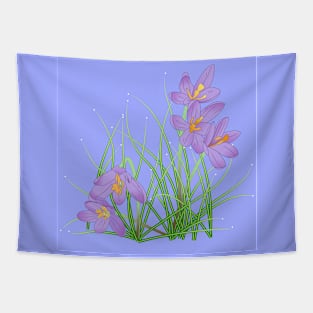 Crocus Flowers on Lavender Tapestry