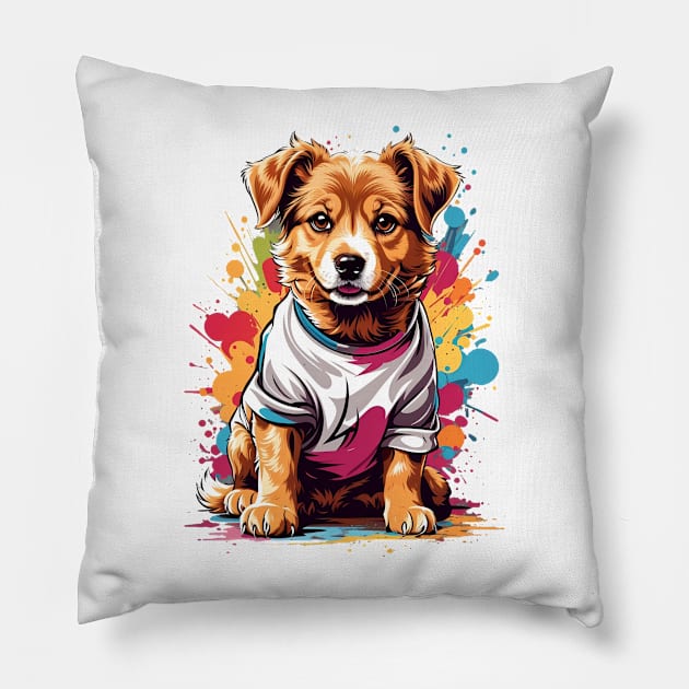 Splash Colorful Dog Pillow by Omerico