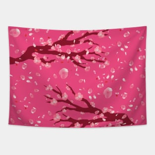 Cherry Blossoms in Bloom Digital Art Tapestry